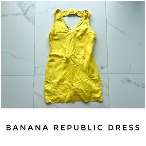 Banana Republic dress size 4 yellow linen cutout